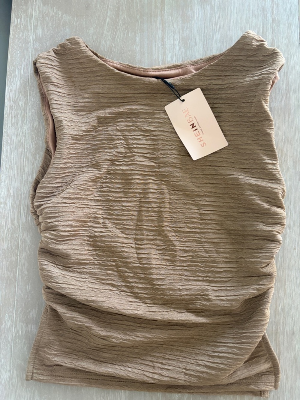 SHEIN Ruched Sleeveless Tank Top - Brown